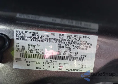 2013 Ford C-Max Energi Sel z USA, uszkodzony, nr VIN 1FADP5CU4DL556086